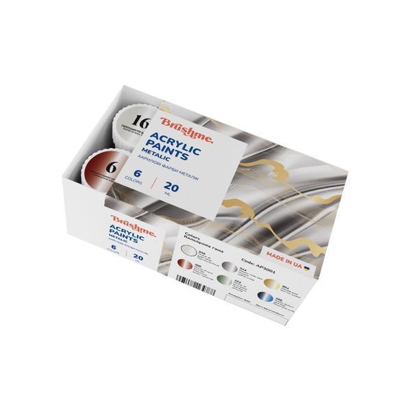 Акрилова фарба металік Набір 3001 Brushme AP3001 6 кольорів AP3001 фото