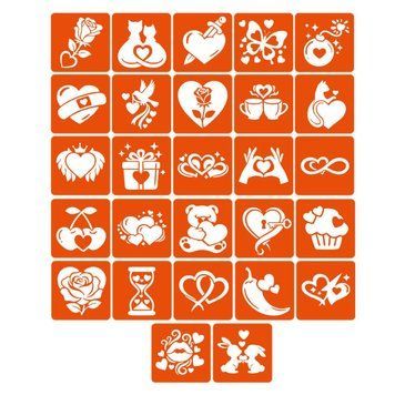 Набір трафаретів для біо-тату "Love Story" love-story_5x5_27_1, 27 трафаретів love-story_5x5_27_1 фото