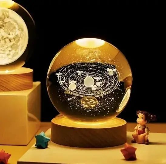 Світлодіодна кришталева куля, декоративна універсальна 3D нічниця, кришталева куля "Сонячна система" Jam11414/3 фото