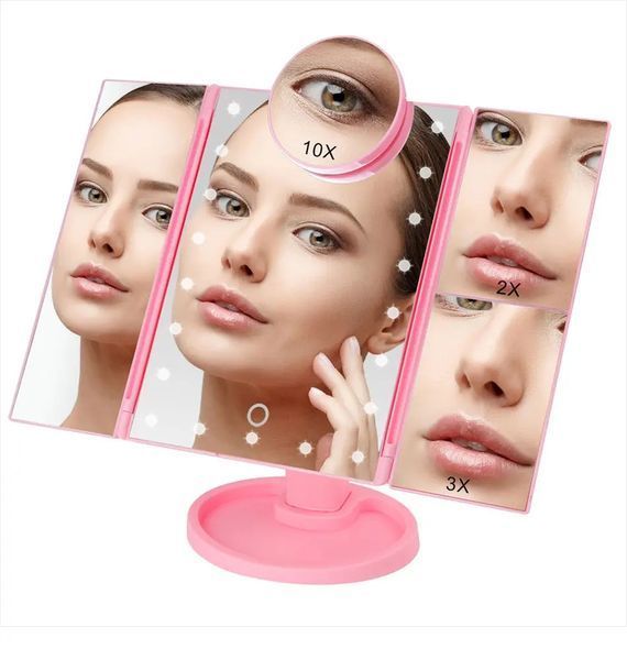 Дзеркало потрійне для макіяжу Superstar Magnifying Mirror із LED-підсвічуванням прямокутне зі збільшенням nav200119 фото