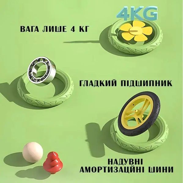 Велобіг з дельфіном, складаний беговел від 2 до 5 років, надувні колеса 12", навантаження до 40 кг, ВА03 4 кг VEN-F001 фото