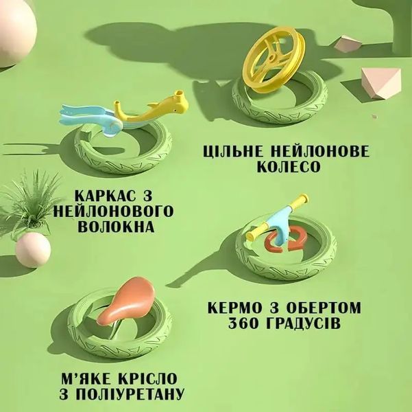 Велобіг з дельфіном, складаний беговел від 2 до 5 років, надувні колеса 12", навантаження до 40 кг, ВА03 4 кг VEN-F001 фото