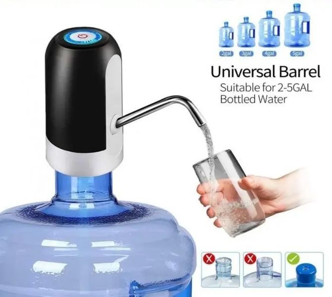 Електрична помпа для бутильованої води Automatic water dispenser з підсвічуванням на сулію 19 л Чорний 205301258 фото