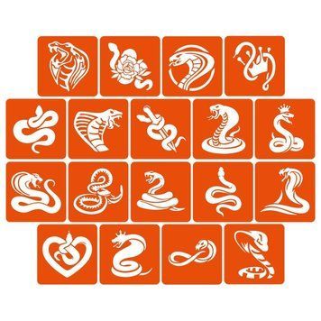Набір трафаретів для біо-тату "Змії" snakes_5x5_18_1, 5х5 см 18 простих трафаретів snakes_5x5_18_1 фото