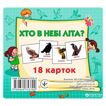 Розвиваючі картки для дітей Хто в небі літає J014y, 18 картинок J014y фото