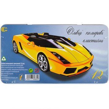 Олівець 12 кольорів CRМ555-12 Metal elastico "С" Машинка CRМ555-12(Cars) фото