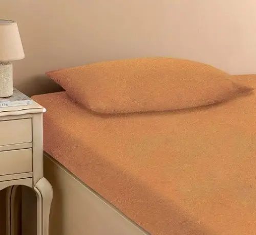 персикове Простирадло махрове на резинці з наволочками Anisa (220х240+30 см) A160200/5 фото