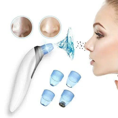 Вакуумний очисник Derma suction DS Vacuum для професійної чистки шкіри та пор обличчя - легкий компактний зручний прилад у використанні + 4 насадки, Білий 205021 фото