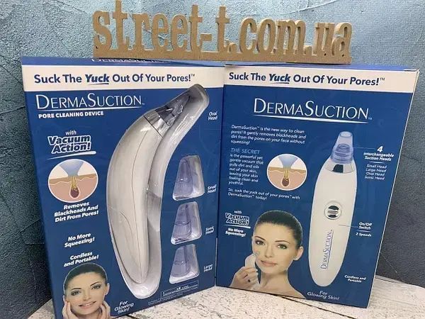 Вакуумний очисник Derma suction DS Vacuum для професійної чистки шкіри та пор обличчя - легкий компактний зручний прилад у використанні + 4 насадки, Білий 205021 фото
