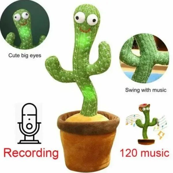 Кактус що танцює, світло-музична іграшка , Dancing Cactus TikTok кактус у вазоні 34 см 2195520158 фото