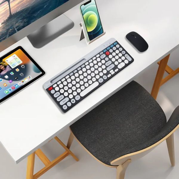 Клавіатура з мишкою бездротова +BT ZYG 806 / Комплект 2в1 клавіатура+мишка / Bluetooth клавіатура з підставкою для телефону sp9211 фото