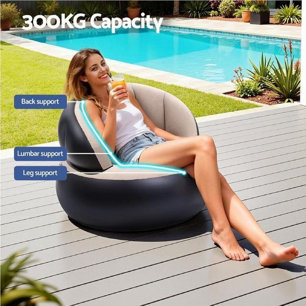 Надувне крісло AIR SOFA / Надувне велюрове крісло 80&times;80&times;67см Бежевий G6827/1 фото