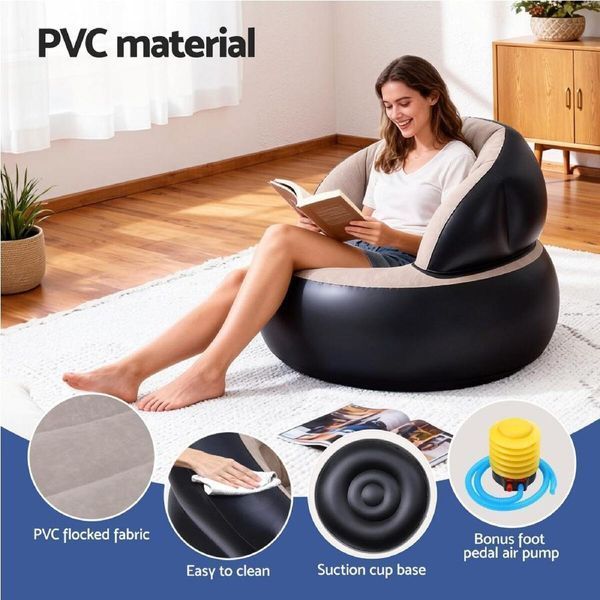 Надувне крісло AIR SOFA / Надувне велюрове крісло 80&times;80&times;67см Бежевий G6827/1 фото