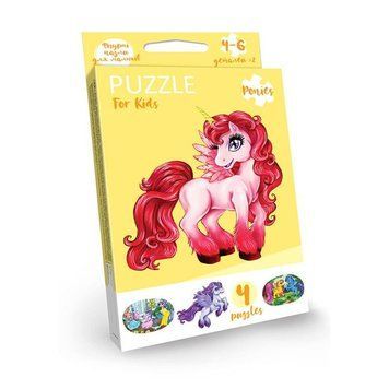Дитячі розвиваючі пазли "Puzzle For Kids" PFK-05-12, 2 картинки Єдиноріг червоний PFK-10 фото