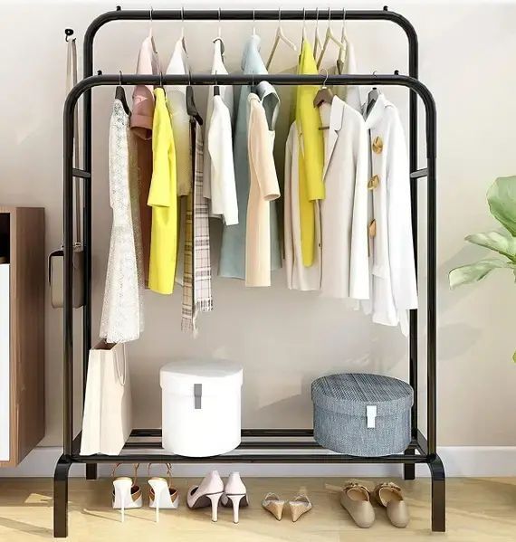 Подвійна стійка для одягу чорного кольору Double floor Hanger МА-549 фото