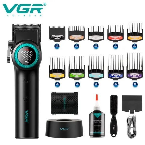 Акумуляторна машинка для стрижки VGR V-001, 10 насадок, 9000 RPM, АКБ 4600 mAh, LED дисплей 239V-001 фото