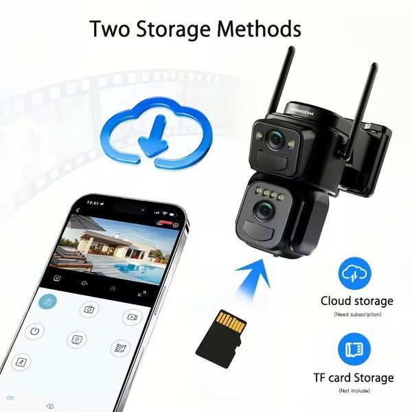 Вулична камера з двома об'єктивами та сонячною панеллю 360&deg; 1080P WiFi (сигналізація, прожектор, датчик руху, нічне бачення та двостороннє аудіо) G6554 фото
