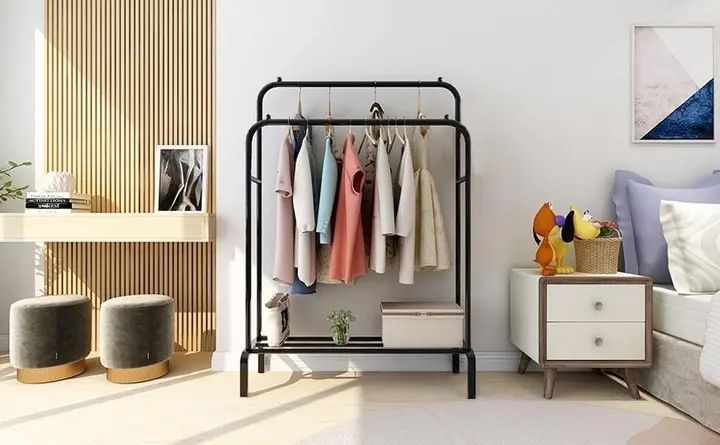 Подвійна стійка для одягу чорного кольору Double floor Hanger МА-549 фото