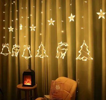 Гірлянда Штора з формами дзвіночок, ялинка, олень 12 PCS light pr0481911 фото