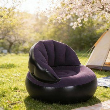 Надувне крісло AIR SOFA / Надувне велюрове крісло 80&times;80&times;67см Темно-синій G6827/3 фото