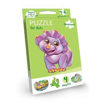 Дитячі розвиваючі пазли "Puzzle For Kids" PFK-05-12, 2 картинки Дино PFK-06 фото