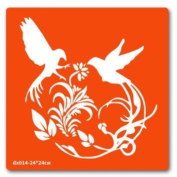 Трафарет для біо-тату Пташки dx014-24*24см, розмір 24 х 24см dx014-24*24см фото