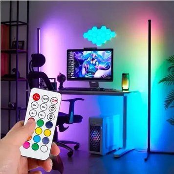 Підлогова кутова RGB-лампа торшер з пультом керування 1,2 м Кутовий підлоговий нічник світильник RGB12 фото