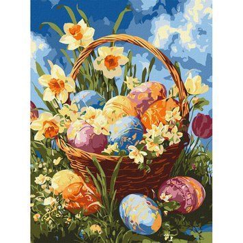 Картина за номерами "Кошик із писанками та нарцисами" &copy;art_selena_ua KHO5185, 30х40 см KHO5185 фото
