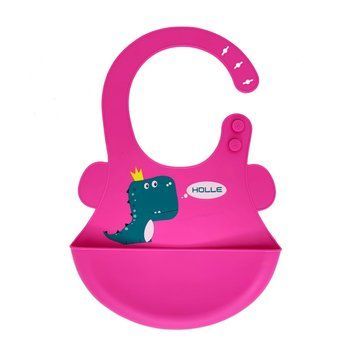 Слинявчик силіконовий "Діно" MGZ-0616(Pink) з кишенею MGZ-0616(Pink) фото