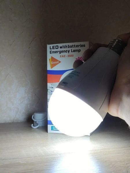 Аварійна світлодіодна лампа 20W з акумулятором на патрон лампочка Led акумуляторна під цоколь F3920 фото
