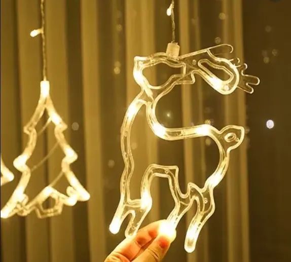 Гірлянда Штора з формами дзвіночок, ялинка, олень 12 PCS light pr0481911 фото