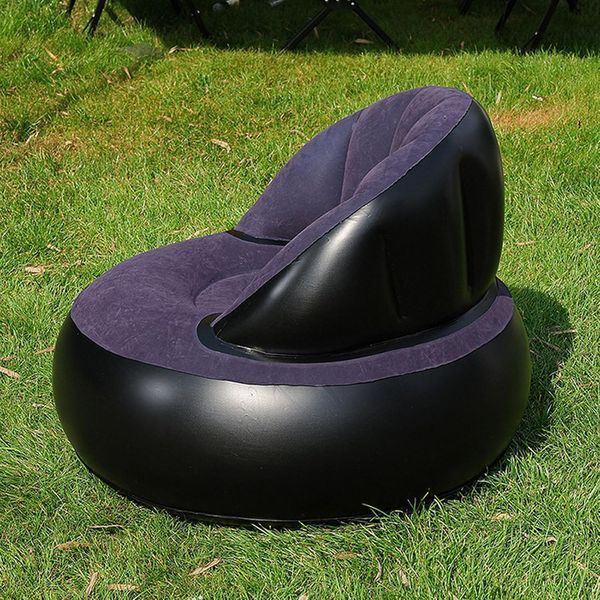 Надувне крісло AIR SOFA / Надувне велюрове крісло 80&times;80&times;67см Темно-синій G6827/3 фото