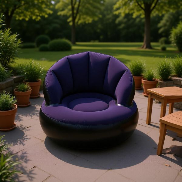 Надувне крісло AIR SOFA / Надувне велюрове крісло 80&times;80&times;67см Темно-синій G6827/3 фото