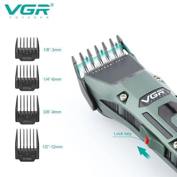 Акумуляторна машинка для стрижки VGR V-696 Professional 4 led display 239V-696 фото