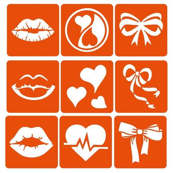 Набір хни з трафаретами для біо-тату №10 henna-set-10, 9 трафаретів henna-set-10 фото