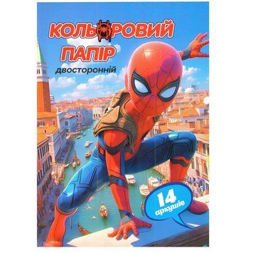Кольоровий папір двосторонній "Людина-павук" 854045-3, 14 сторінок, 7 кольорів 854045-3 фото