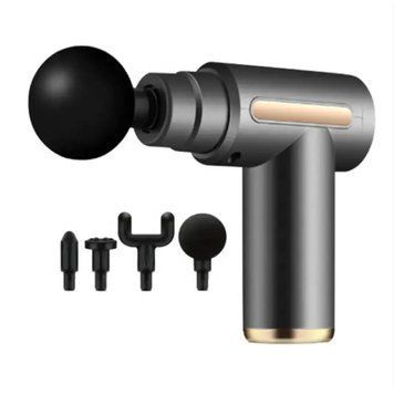 Масажер м'язовий ручний Massage Gun Акумуляторний перкусійний Масажний 4 насадки для рук ніг шиї GUN187 фото