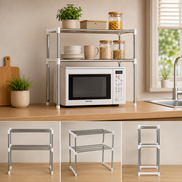 Полиця-органайзер для мікрохвильової печі Multifunctional storage rack / Multifunctional storage rack / Кухонна полиця-стелаж 2054204 фото