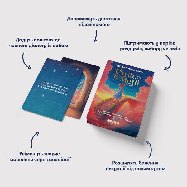 Метафорично-асоціативні картки "Сила в мені" orner-3031, 48 карток, інструкція orner-3031 фото