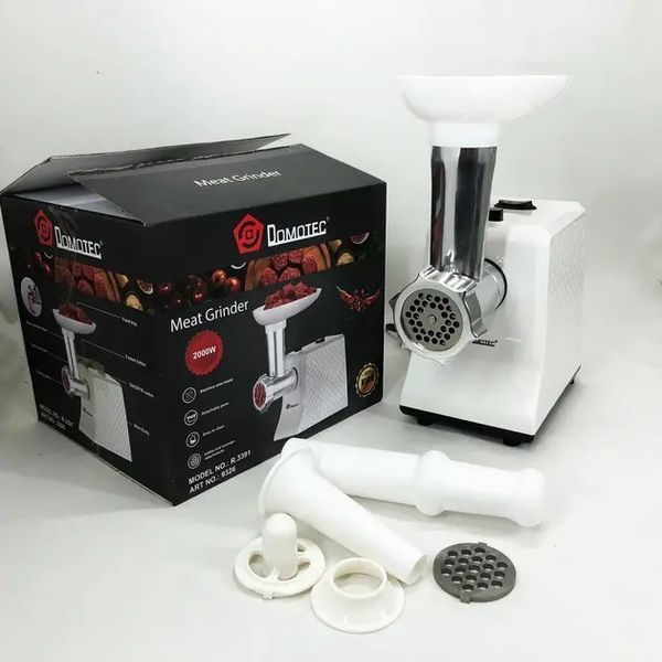 М'ясорубка електрична domotec r3391 2000w, компактна м'ясорубка для дому, м'ясорубка 3 в 1 2019326 фото