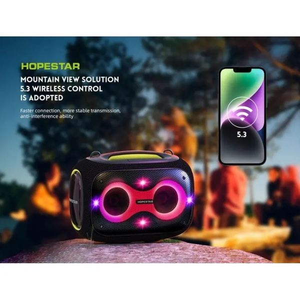 Бездротова Bluetooth колонка HOPESTAR PARTYBOX, 120 ВТ із двома мікрофонами M17226 фото