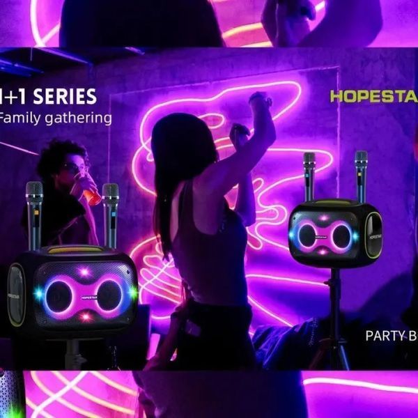 Бездротова Bluetooth колонка HOPESTAR PARTYBOX, 120 ВТ із двома мікрофонами M17226 фото
