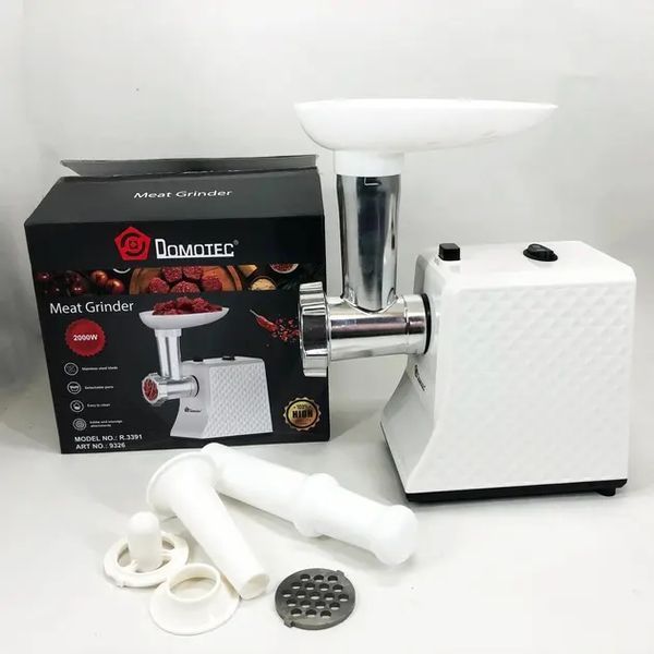 М'ясорубка електрична domotec r3391 2000w, компактна м'ясорубка для дому, м'ясорубка 3 в 1 2019326 фото