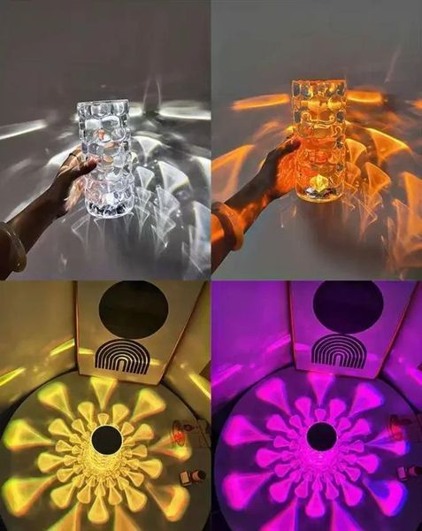 Настільна лампа нічник Алмаз RGB для створення атмосфери затишний світильник на акумуляторі 16 кольорів Diamond DIA166 фото