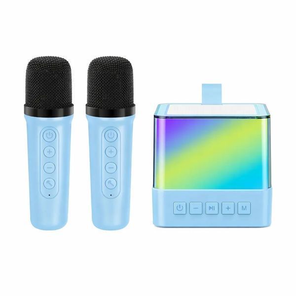 Портативна Bluetooth колонка K18 з LED підсвічуванням 2 мікрофони Блакитний K18 фото