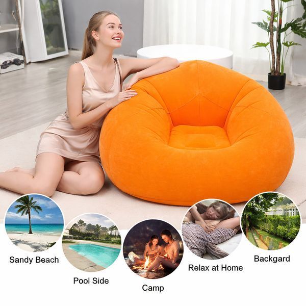 Надувне крісло-пуф Inflatable Sofa / Надувне крісло-мішок 110&times;110&times;85 см Помаранчевий G6820/1 фото