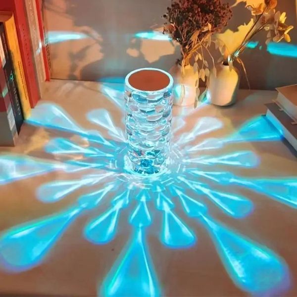 Настільна лампа нічник Алмаз RGB для створення атмосфери затишний світильник на акумуляторі 16 кольорів Diamond DIA166 фото