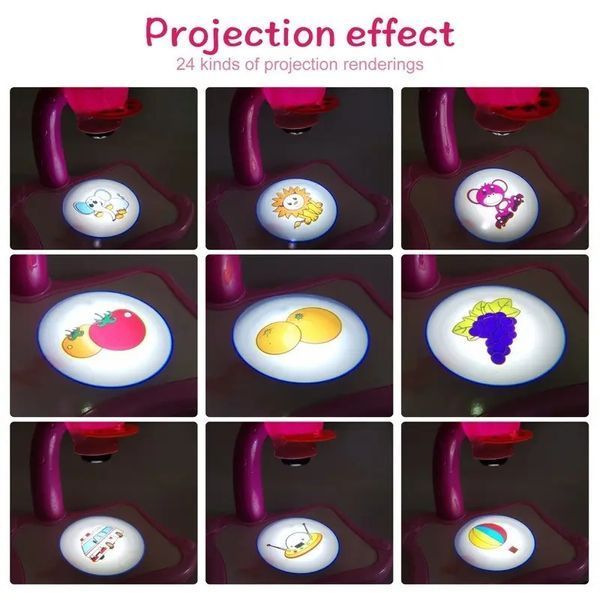 Рожевий Дитячий стіл проектор для малювання з підсвічуванням Projector Painting 24 Деталі 50900000002/1 фото