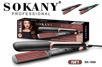 Щипці гофре для волосся Sokany SK-1906 професійні прасок плоский з індикатором роботи 40 Вт Чорний SK1906 фото