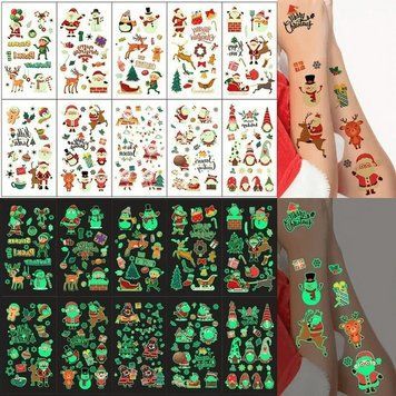 Набір тимчасових тату "Різдво №2" kids-tatto-set10-2-christmass, що світяться, 12 х 7 см kids-tatto-set10-2-christ фото